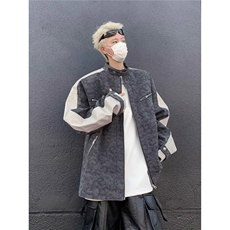 复古水洗做旧PU皮夹克男款秋冬cleanfit高级感垫肩立领机车服外套，男装夹克，星座506A