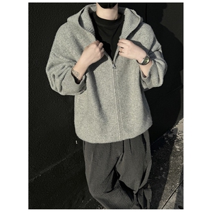 秋冬连帽开衫男女宽松老钱风纯色毛衣针织衫外套M628-P60图片