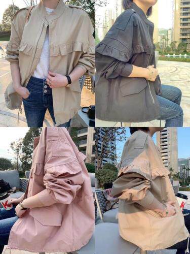 荷叶边休闲外套，女装，嗨摩拉