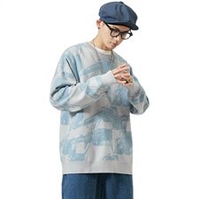 2021春秋季新款男士圆领印花套头毛衣外套M113/P65，男装针织衫/毛衣，星座608A