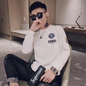 社会小伙网人潮牌印花套头卫衣T恤长袖2021春秋季新款全色29036-P55图片