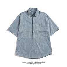 2024夏季新款港风白底大码水波纹短袖衬衫M-5XHC21212-特P25，男装衬衫，电商A022
