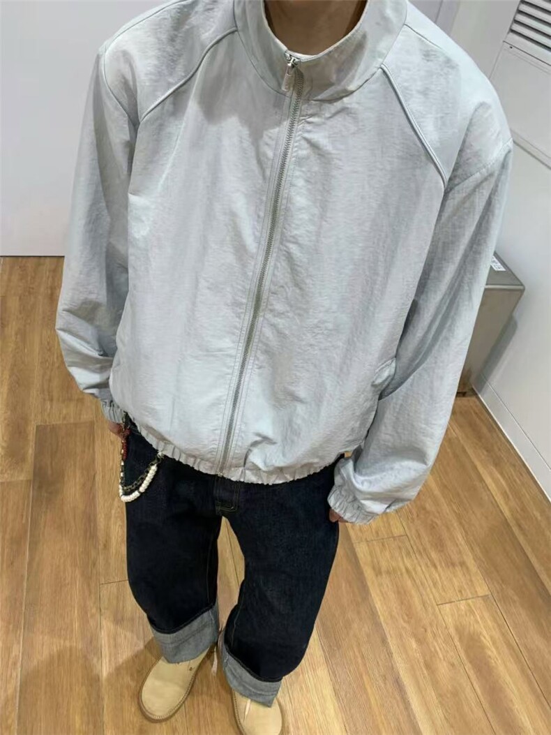 已下单~夏季锦氨速干立领拉链白灰色防晒衣外套F25217批58,男装防晒衣,星座1004-6