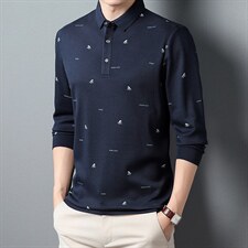 男士2023春秋季新款长袖T恤中青年休闲POLO条纹上衣男PL22321-P70，男装Polo衫，星座1105-3