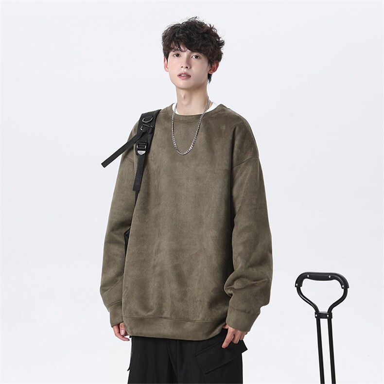 抖音得物高品质纯色大码休闲麂皮绒圆领卫衣wyjp1000-特p24图片