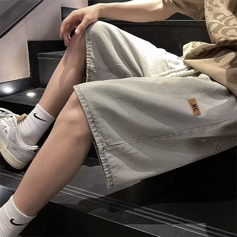 牛仔短裤男士夏季薄款潮牌宽松休闲中裤P35,男装牛仔裤,星座1116-2