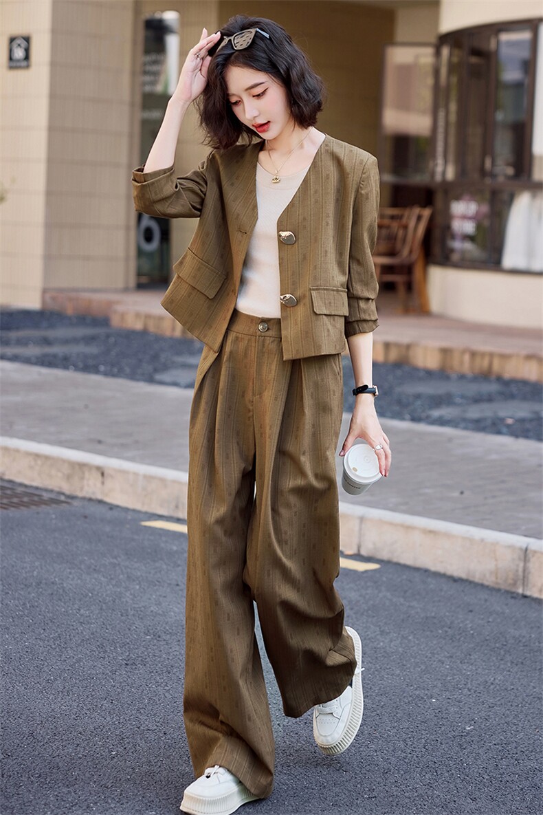 欧货气质简约高级套装裤潮2025年春新款女洋气减龄显瘦职业两件套,女装套装/套裙,众宇琦