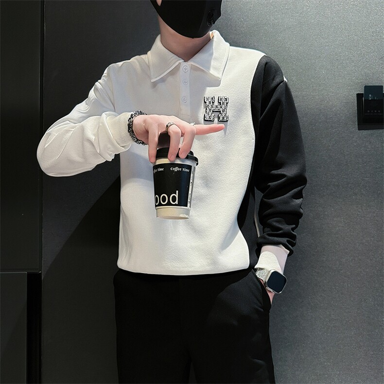 痞帅高级感男士拼接翻领卫衣外套社会小伙店主风301C-WY50P58控78,女装短外套,星座301C（原B323）