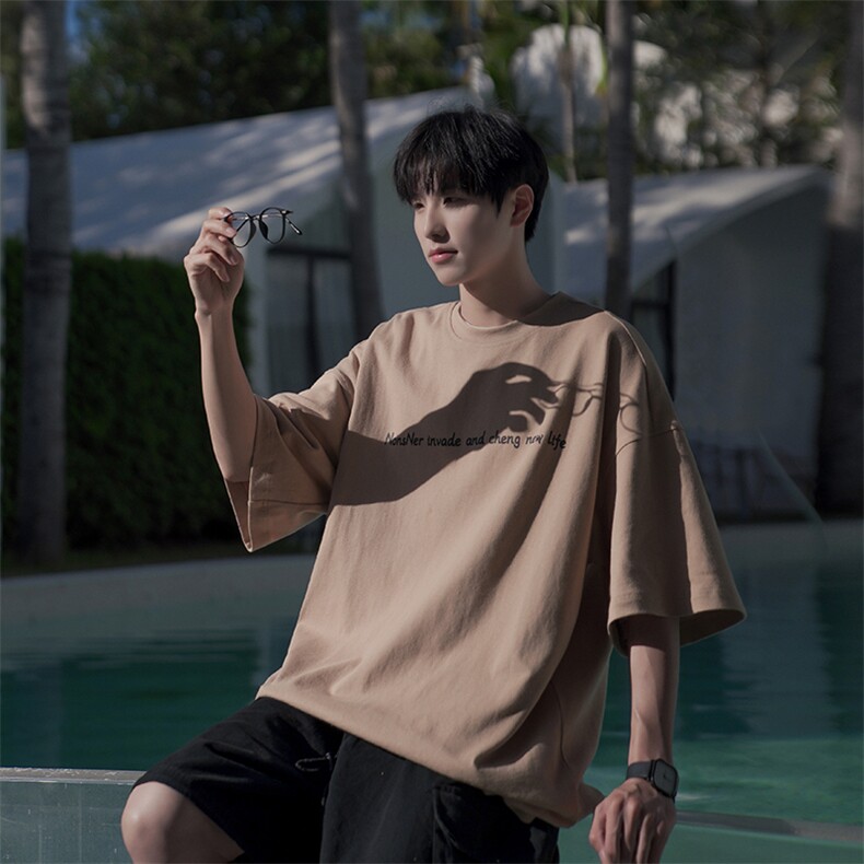 文艺简约字母宽松休闲夏装短袖B225-YHT9124-X55，男装T恤，电商B225
