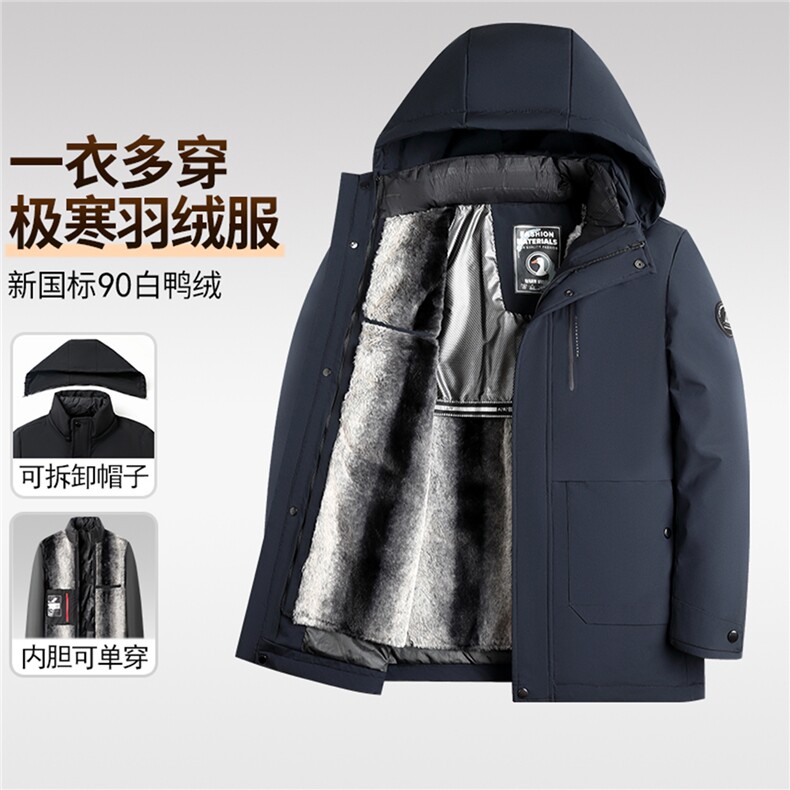 2025新款【可拆卸内胆】90白鸭绒连帽羽绒服外套男90绒新标,男装羽绒服,星座505-2（原电商A260-1)