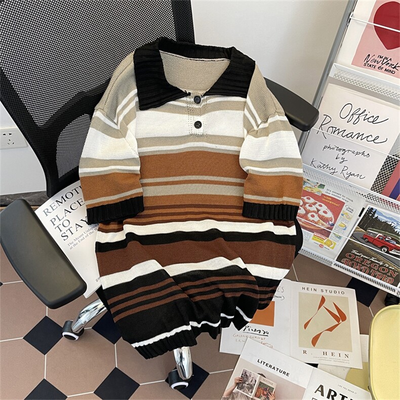 高品质夏款男针织衫POLO衫扎染拼色宽松T恤衫t6008 P45图片