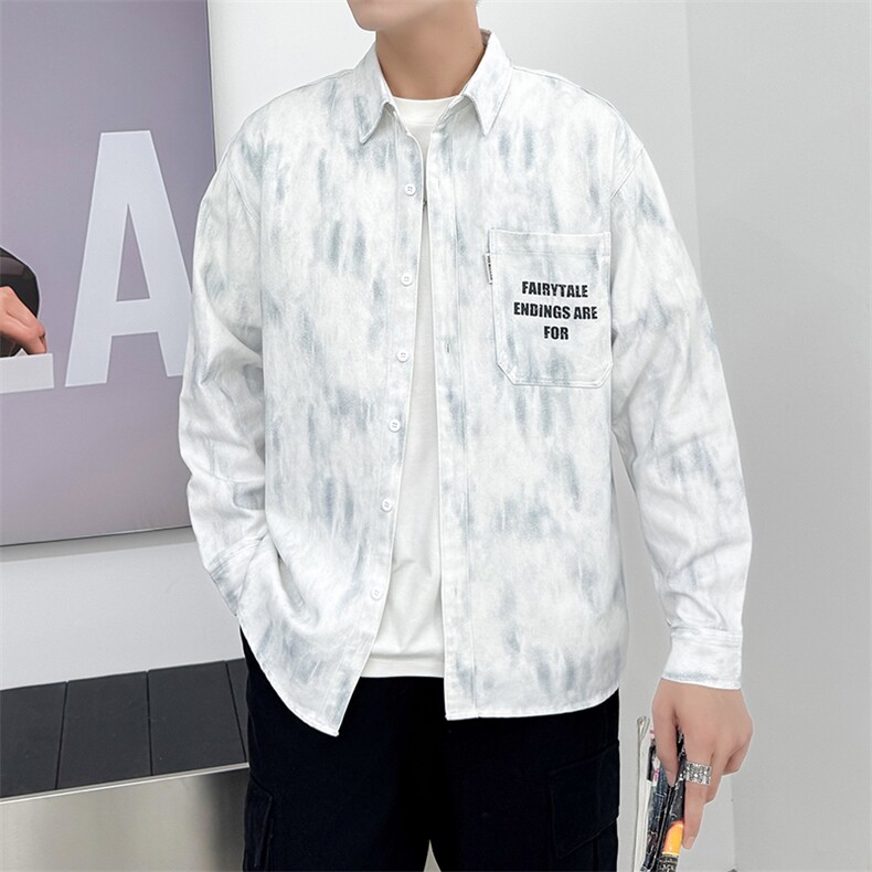 寸衫型夹克高品质纯棉加厚扎染店主社会小伙潮牌新款外套CS79P68图片