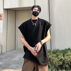 港风纯色背心型落肩短袖T恤半袖坎肩打底衫XT09-P30控48，男装背心/马甲，星座216(原A116)