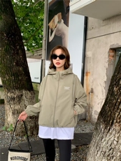 （现货）连帽外套女春秋洋气短款风衣宽松休闲小个子百搭夹克上衣，女装短外套，韩蔻秀