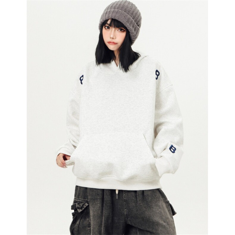 春秋款藏青连帽卫衣男女2025新款慵懒风帽衫正肩长袖上衣WE16,男装卫衣,星座1116A（原606A-3）