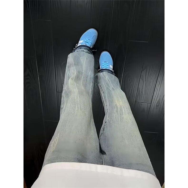 美式高街牛仔裤男春秋季穿搭高级感显瘦直筒裤子1008-WL8488-P45图片
