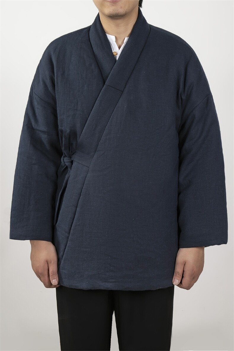 风男装棉麻禅意中长款男士改良汉服棉衣外套H80P145,男装棉衣,钱塘802