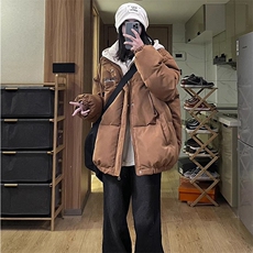 棉衣男冬季新款港风宽松假两件连帽休闲棉服MF2390-P78，男装棉衣，星座214-3