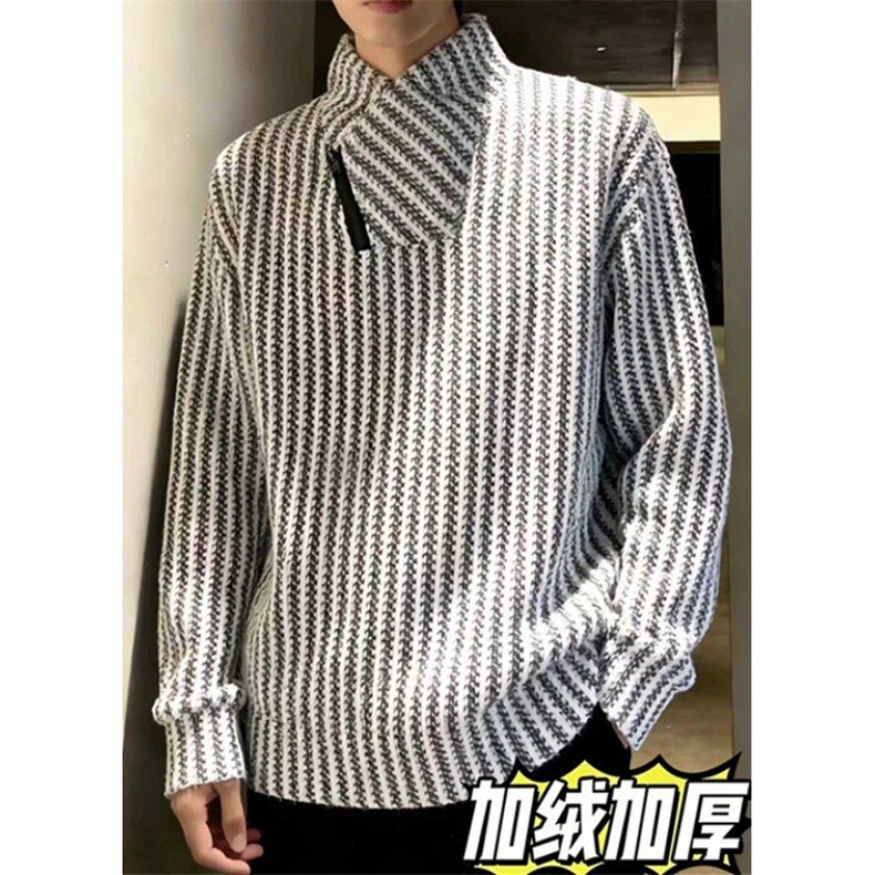 鱼骨纹斜拉链不规则高领小香风卫衣男款秋冬加绒加厚长袖WY64,男装卫衣,星座1116A（原606A-3）