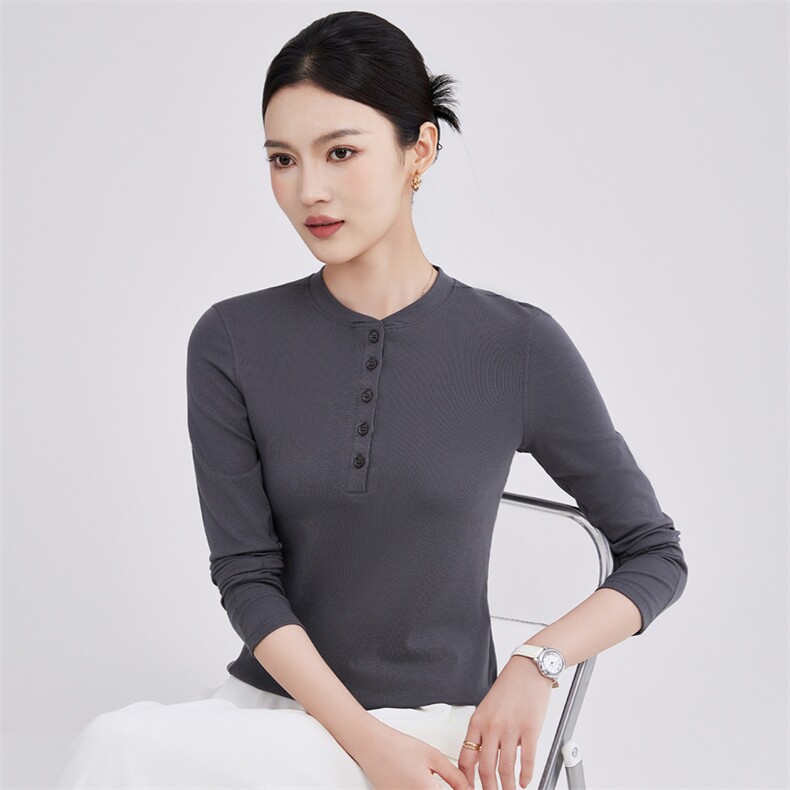 2025年秋季新款莫棉针织女士长袖上衣时尚休闲通勤百搭,针织衫/毛衣,硕诚羊绒