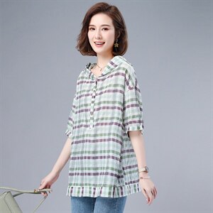 衬衫女2021新款气质衬衣套头时尚直筒格子图片