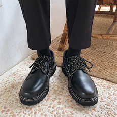 秋季韩版chic小众厚底皮鞋男潮流黒色休闲低帮鞋B253-1382，男鞋低帮鞋，星座814A（原电商B253）