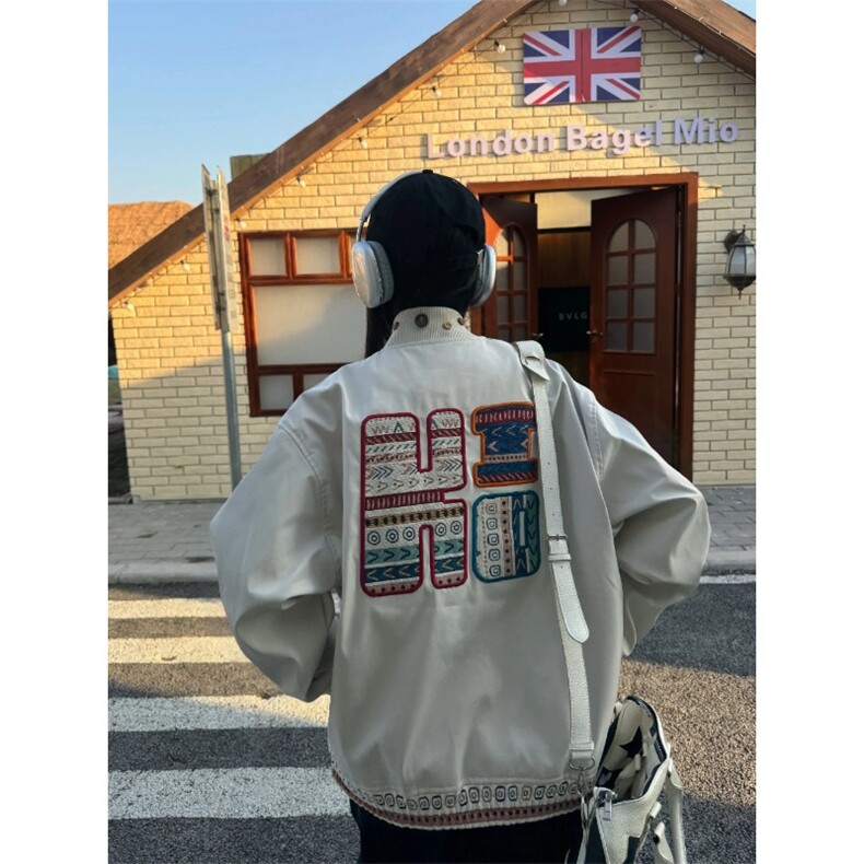 得物二开美式复古民族风贴布绣拼接飞行夹克宽松外套JK1262-P70，男装民族服装，星座1103-3