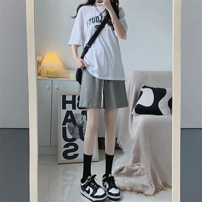米尼运动短裤女夏季中裤灰色休闲阔腿五分裤K3105-P28官图,女装休闲裤,电商B245