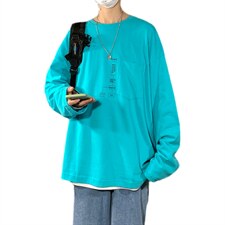 2023春新款海报风套头圆领卫衣长袖T恤男大码印花衣服wy08P35控49,男装T恤,电商A089-1