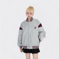 A525-P75美式樱桃刺绣棒球服外套春秋宽松休闲潮拼接夹克上衣，男装夹克，星座911
