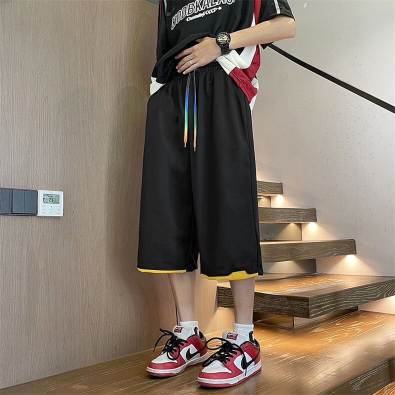 夏季七分休闲裤男款复古运动休闲宽松设计感阔腿裤子D2931，男装休闲裤，星座1116A-1（原606A）