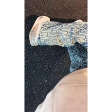 美式复古满印牛仔裤男款春夏新款设计感潮牌修身弯刀微喇裤子，男装牛仔裤，星座506A