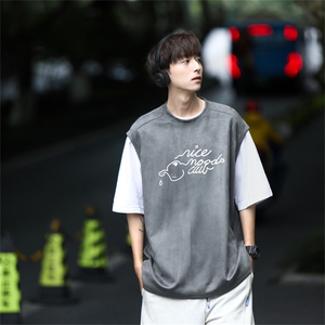 麂皮绒背心坎肩男T恤美式港风潮JB3171-P25控38图片