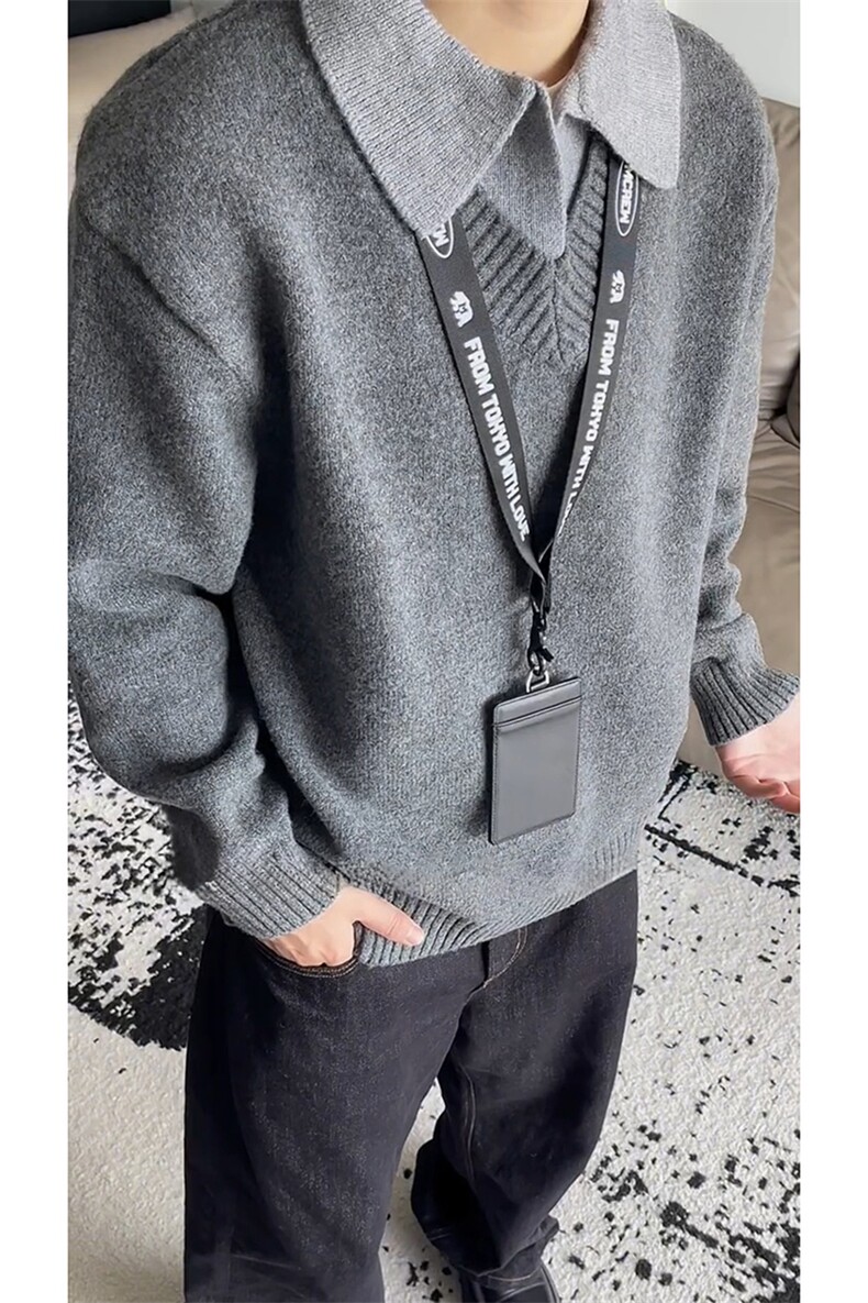 视频图现货数据款美式复古翻领纯色男休闲假两件毛衣-A2310特P65,男装针织衫/毛衣,电商B241