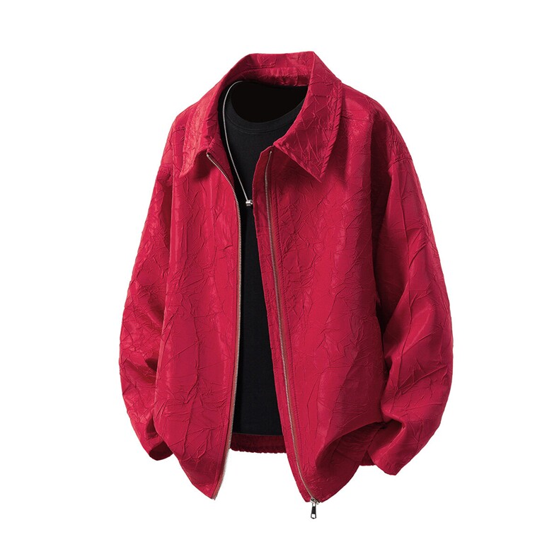 立体白底大码M-5XL情侣百搭夹克男：100%聚酯纤维JK8742P75控108图片