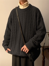 暖光麻花圆领毛衣M25P60控78，男装针织衫/毛衣，电商A169