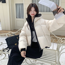 水衣源2783款短款连帽加厚保暖面包服茧形羽绒外套女，女装羽绒服，水衣源