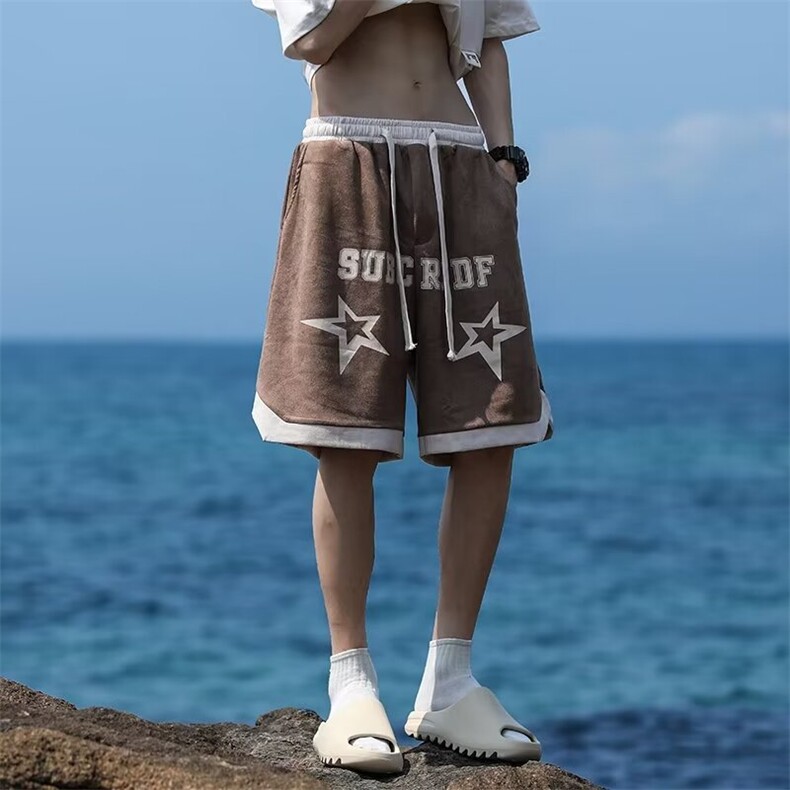 休闲短裤男士韩版潮流高街字母2024夏季新款ins五分裤K5221-P30,男装牛仔裤,星座412-3