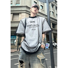 小众设计师款男装假两件网纱短袖夏季潮牌痞帅高级感t恤T522，男装T恤，星座1116A（原606A-3）