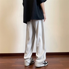 夏季坠感百搭宽松休闲裤男高街清爽个性小设计长裤子KK966/P50，男装休闲裤，电商D202