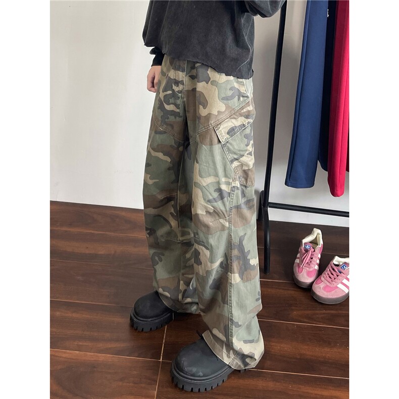 A165-K8757-P65控价88迷彩工装裤牛仔裤美式休闲裤复古日系多口袋图片