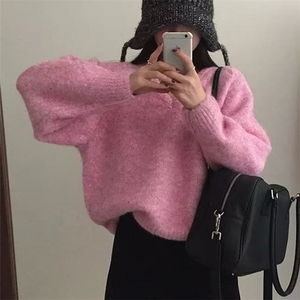 韩版基础百搭V领宽松显瘦毛衣女套头2025秋冬新款慵懒风针织上衣,女装针织衫/毛衣,萱芳婷羊绒