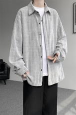 8XL-M人字纹小香风衬衫男生春秋衬衣宽松慵懒垂感外套CS29008P45，男装衬衫，电商B312