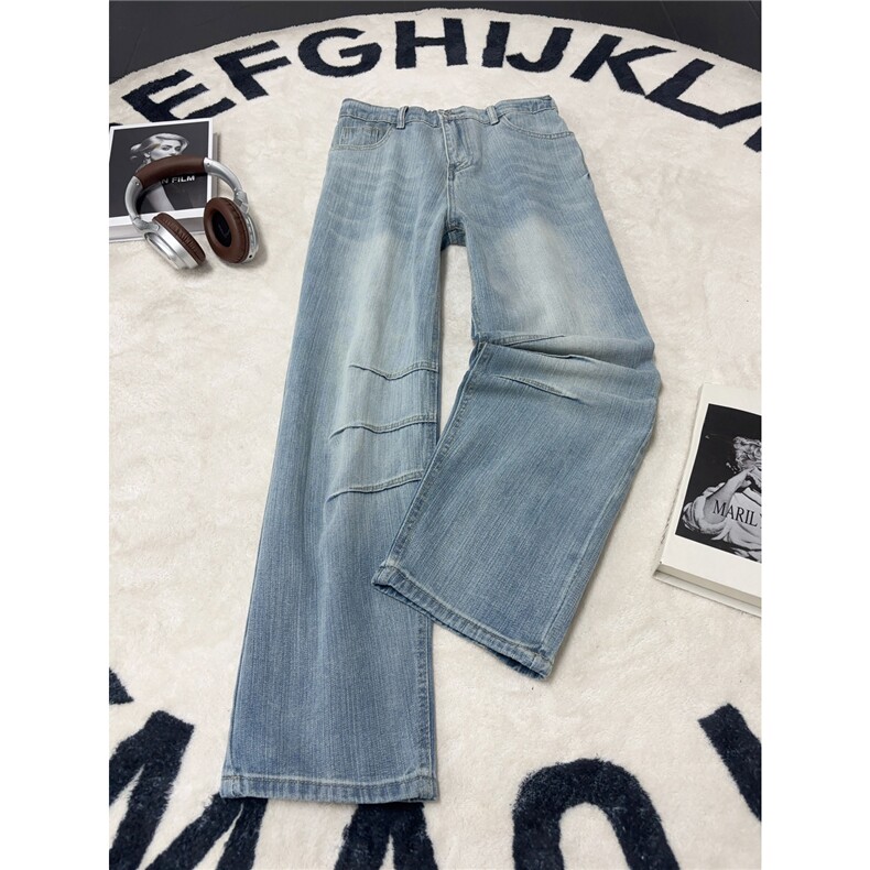 B221美式ins高街暗黑宽松直筒竹节纹工装牛仔裤LK26629-特P48控88,男装牛仔裤,电商B221