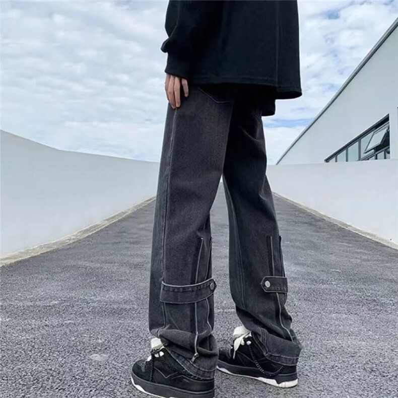 牛仔裤男复古潮牌美式微喇高街直筒阔腿裤子310A-4-NZ70-P50,男装牛仔裤,星座310A-4