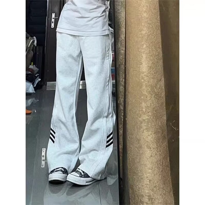 百搭新款气质美式宽松百搭条纹运动休闲长裤慵懒ins潮流无品牌，女装休闲裤，星座1210-1