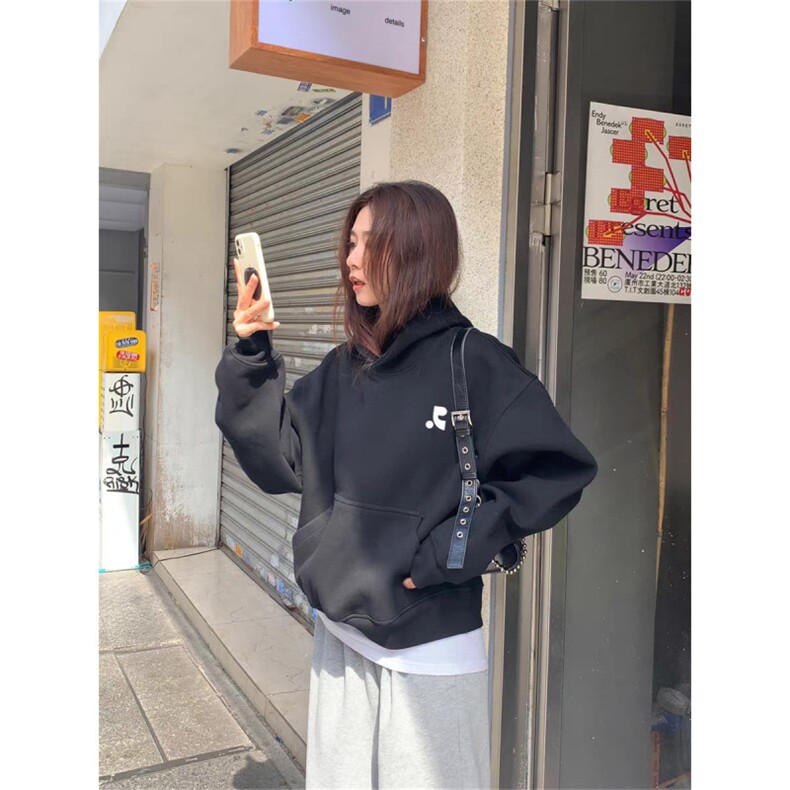 韩系rest秋冬新款复古连帽卫衣宽松显瘦百搭休闲上衣外套CX289,女装短外套,星座516A