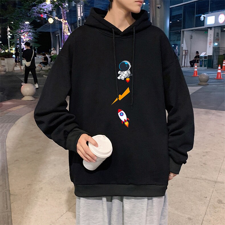WY2165-P35 加绒款-P40 纯棉连帽卫衣男大码运动帽衫宽松薄外套男图片