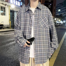 男春季衬衫港风日系格子长袖衬衫CG037P30，男装衬衫，星座1116-2