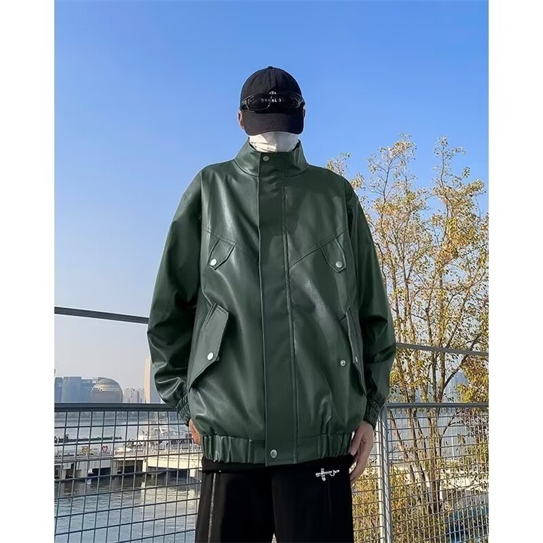 秋冬日系复古黑色皮衣外套男女潮牌pu皮美式机车服夹克,男装夹克,星座410-6（原星座1304-1）
